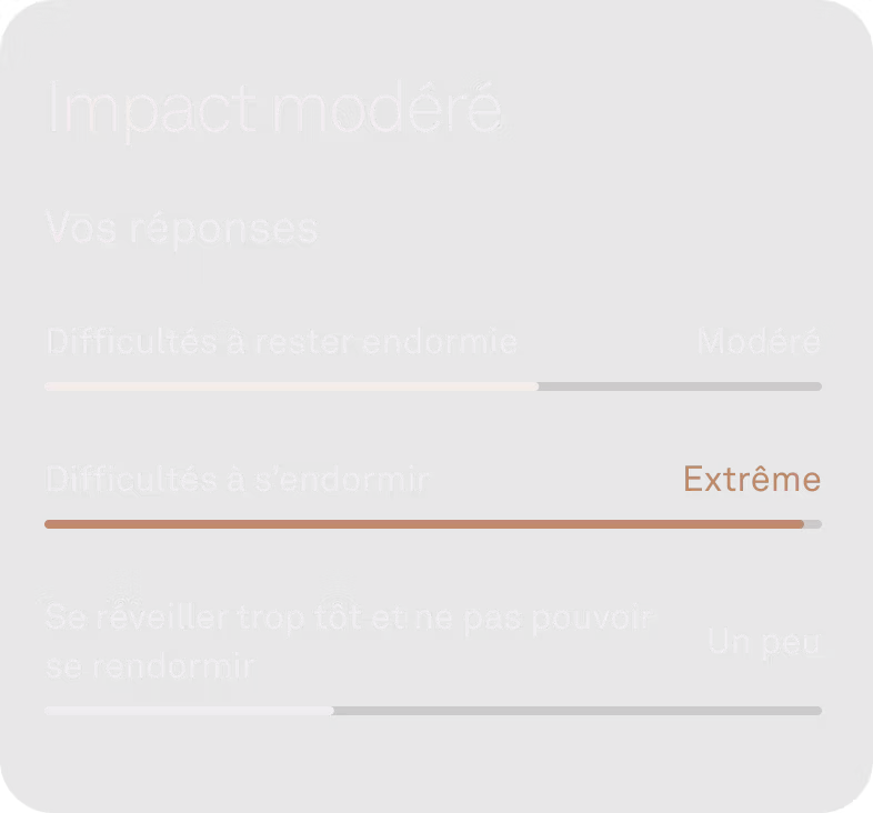 Interface de l’application indiquant un impact modéré sur le sommeil