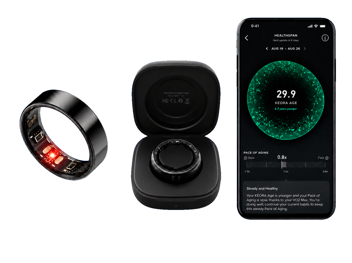 Pack KEORA — bague, chargeur sans fil et application