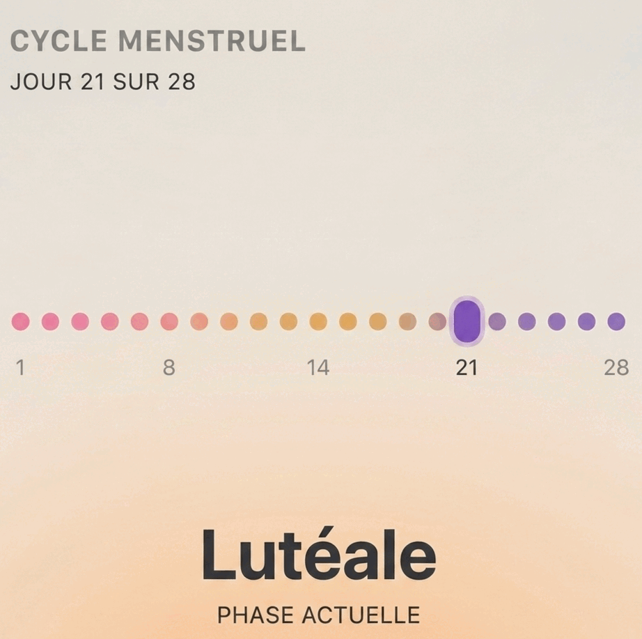 Image des données issues de cycle insights affichées dans l'application KEORA Ring