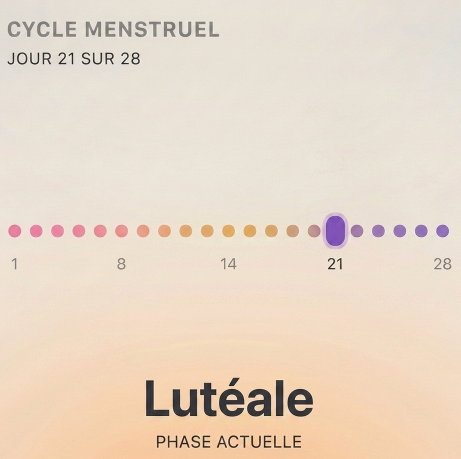 Image des données issues de cycle insights affichées dans l'application KEORA Ring