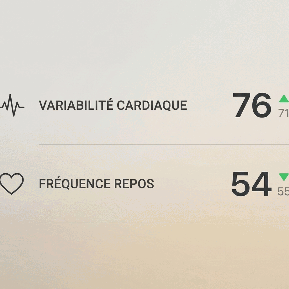 Image des données de variabilité de la fréquence cardiaque dans l'application KEORA Ring