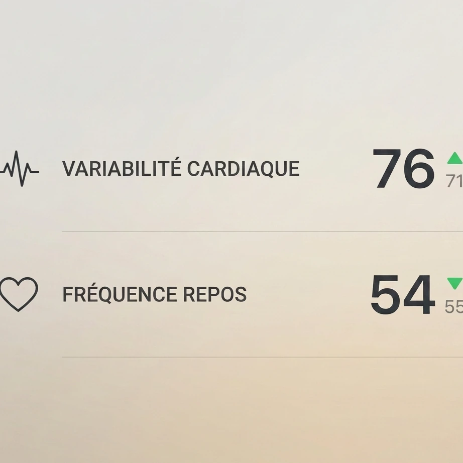 Image des données de variabilité de la fréquence cardiaque dans l'application KEORA Ring