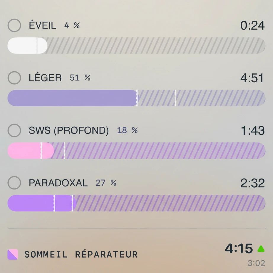 Graphique affichant les différentes phases du sommeil.