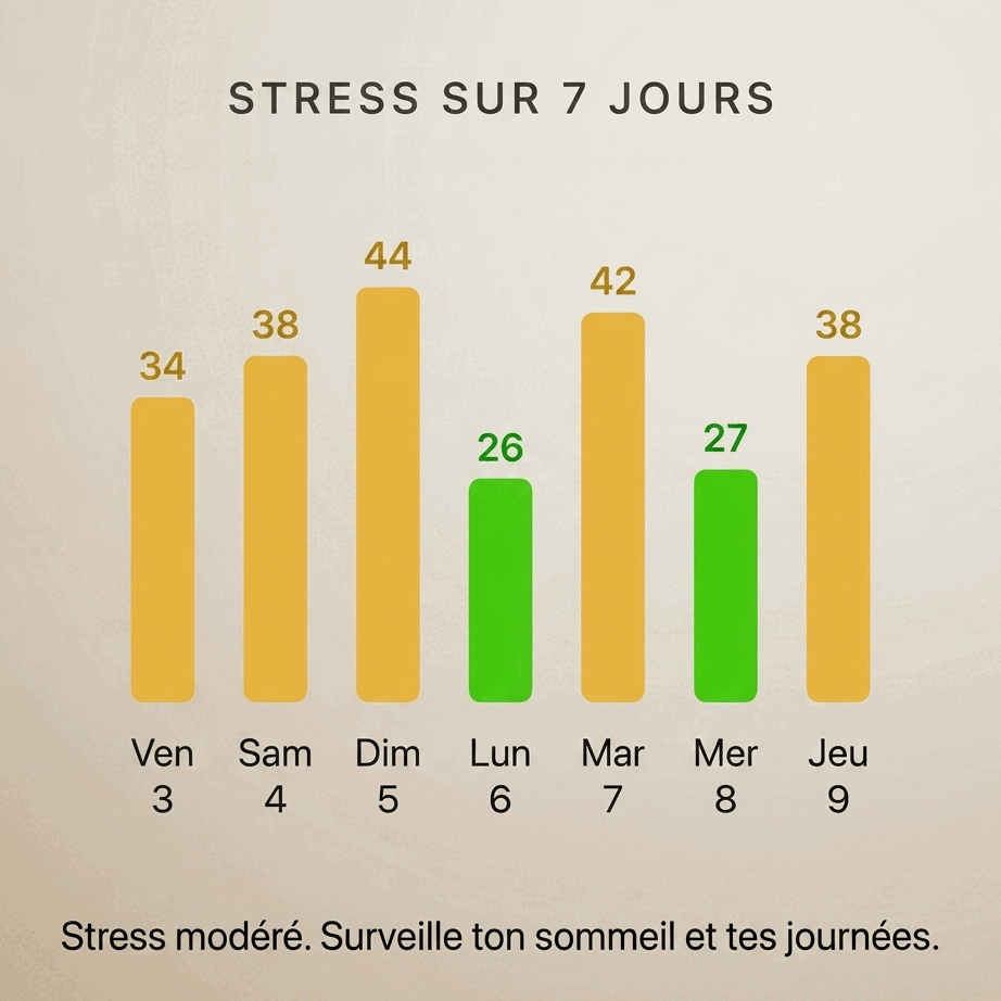 Image des données de résilience dans l'application KEORA Ring