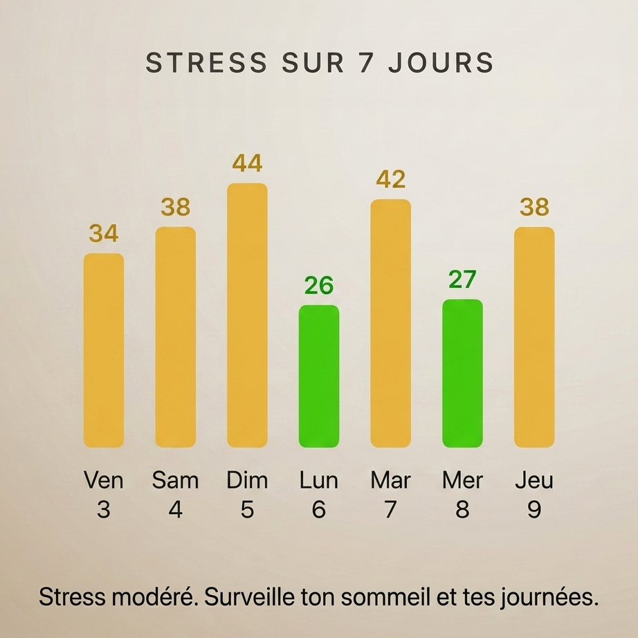 Image des données de résilience dans l'application KEORA Ring